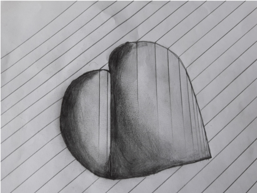 Desenho 3D! Veja como é fazer um coração no estilo 3D fácil!