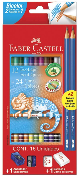Screenshot 2019 12 18 Lápis de Cor Faber Castell EcoLápis Bicolor 1206122N 12 Lápis 24 Cores 2 Lápis N°2 Amazon com ... - Lápis de cor baratos pra você começar bem!